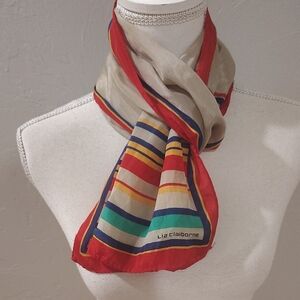 Liz Claiborne Head Neck Printed Scarf Multicolor Stripes Nautical